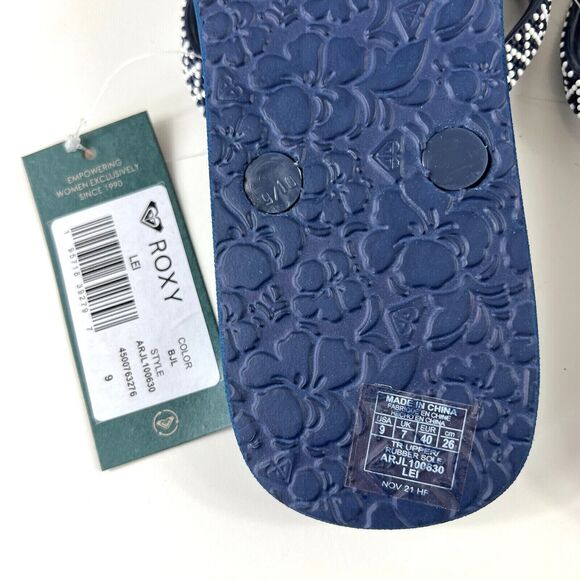 Roxy Women’s Lei Flip-Flop Size 9 Logo Blue Sandals New with Tags - Picture 12 of 12